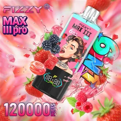 Fizzy MAX III Pro 120K Puffs: 6-in-1 Flavor, Ib Qhov Nyiam Vape Rau Kev Tshawb Fawb Tebchaws Europe