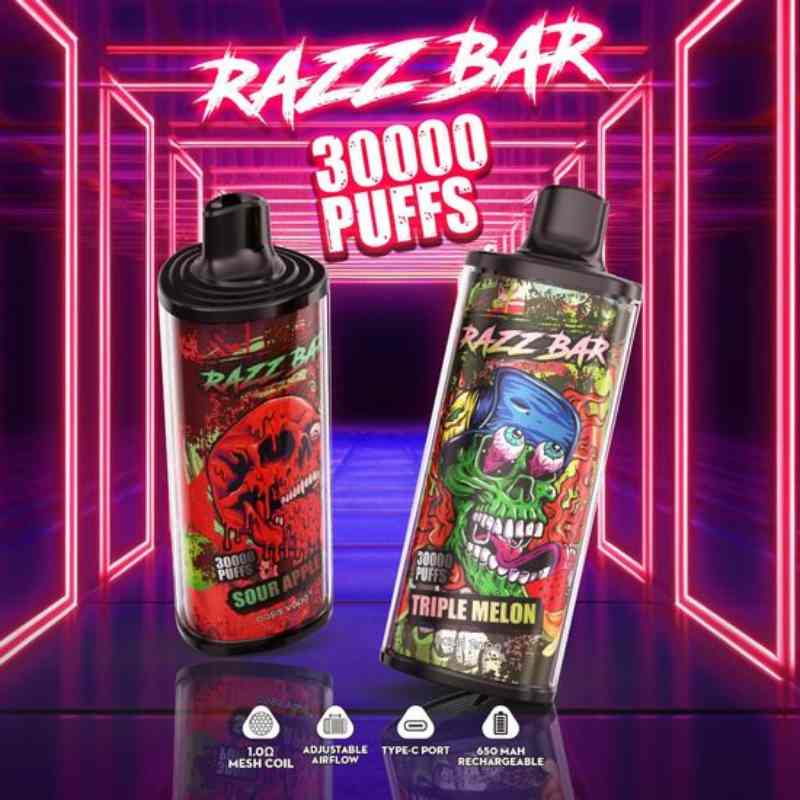 Nicotine-Salts-E-Cigarette-Top-Sell-Razz-Bar-Germany-Warehouse-European-30000-Puffs-EU-Shipping-Free-Disposable-30K-Puff-VapeRAZZ BAR 30000