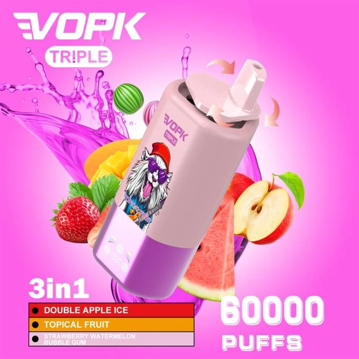 Vopk Triple 3 hauv 1 60000 puffs peb flavors