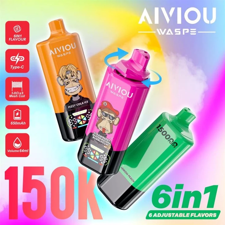 Waspe Aiviou 6 hauv 1 150 k puffs